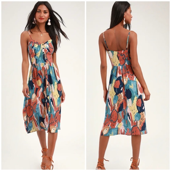 ROLLA'S Multicolor Abstract Midi Dress - Picture 1 of 14